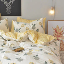 Load image into Gallery viewer, White Yellow Cartoon Pineapple Double Sided Pillow And Duvet Cover